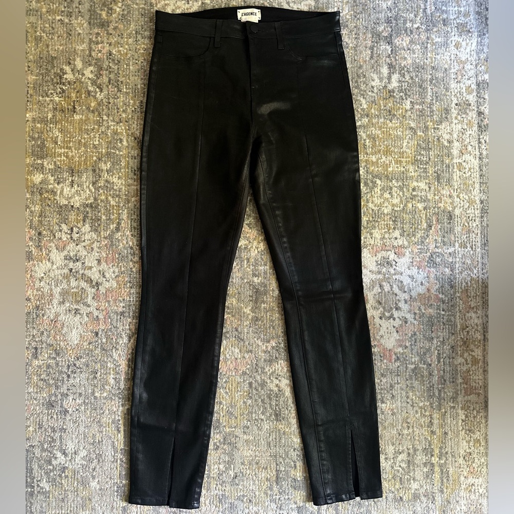 L’Agence Jyothi High Rise Split Black Coated Slit Jeans Size 29 - Picture 3 of 7